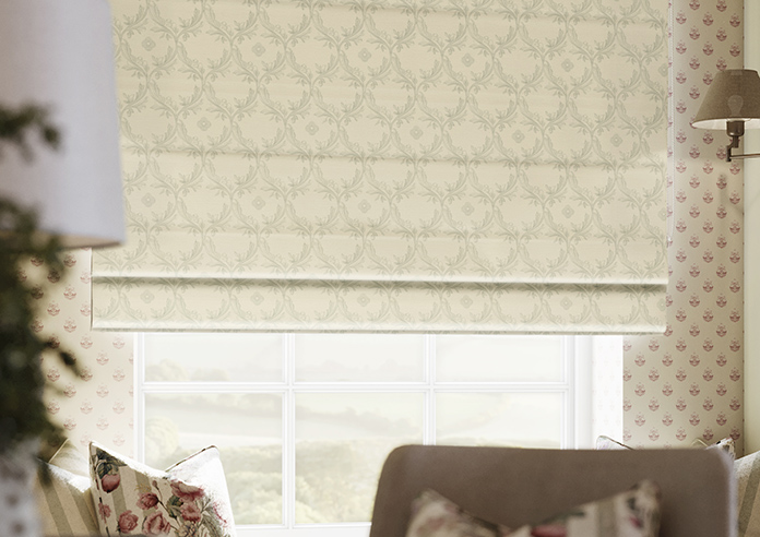Trellis Prints, Vine and Bloom Romsey Bud Green - Twist&Fit Roman Blind - Image 5
